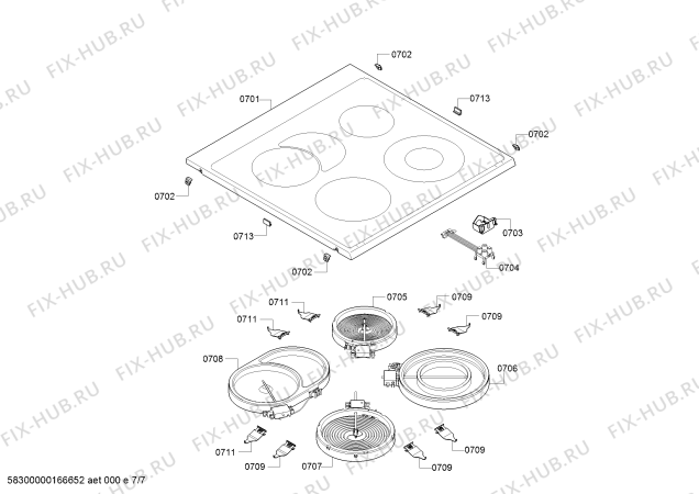 Взрыв-схема плиты (духовки) Bosch HCE854823C - Схема узла 07
