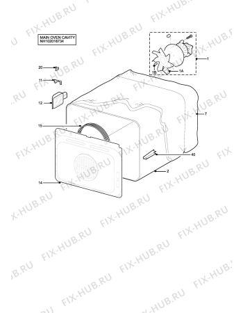 Взрыв-схема плиты (духовки) Aeg D2160B (BLACK) - Схема узла H10 Main Oven Cavity (large)
