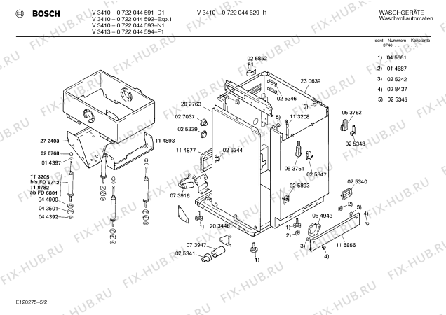 Взрыв-схема стиральной машины Bosch 0722044629 V3410 - Схема узла 02