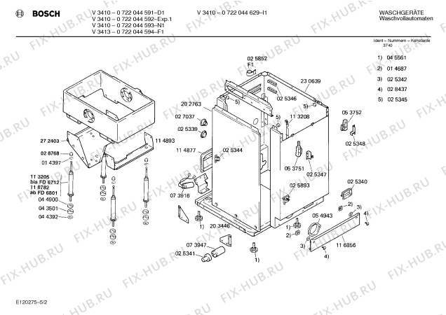 Взрыв-схема стиральной машины Bosch 0722044594 V3413 - Схема узла 02
