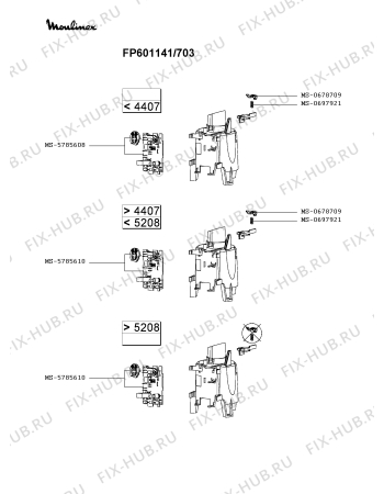 Взрыв-схема кухонного комбайна Moulinex FP601141/703 - Схема узла 8P003143.6P4