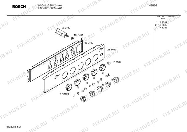 Схема №2 HSG122GEU с изображением Инструкция по эксплуатации для духового шкафа Bosch 00522351