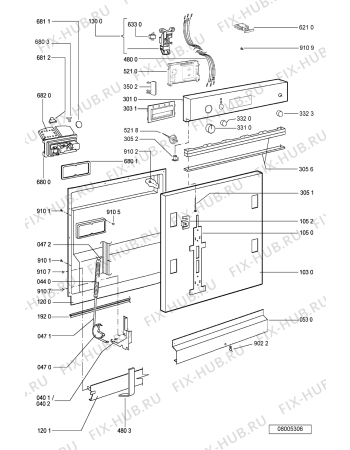 Схема №1 ADG 352/1 IX с изображением Обшивка для электропосудомоечной машины Whirlpool 481245372963