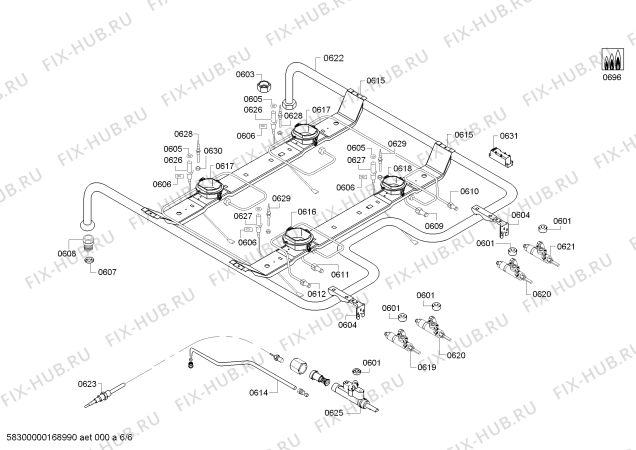 Взрыв-схема плиты (духовки) Siemens HP243213E - Схема узла 06