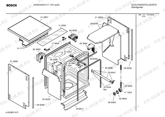 Схема №1 SGS6352EU с изображением Инструкция по эксплуатации для посудомойки Bosch 00527088