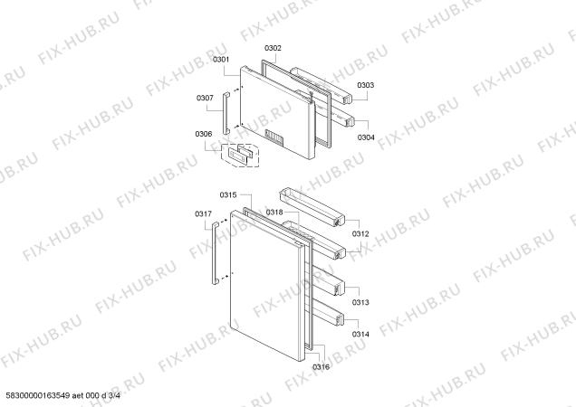 Схема №1 KD74NAF20N с изображением Уплотнитель для холодильника Bosch 00689088