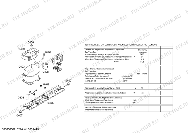 Взрыв-схема холодильника Bosch KGU36130EU - Схема узла 04