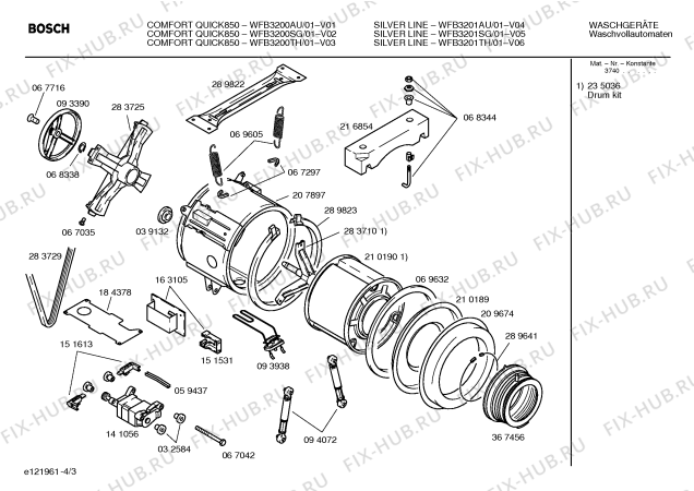 Взрыв-схема стиральной машины Bosch WFB3200AU COMFORT QUICK850 - Схема узла 03