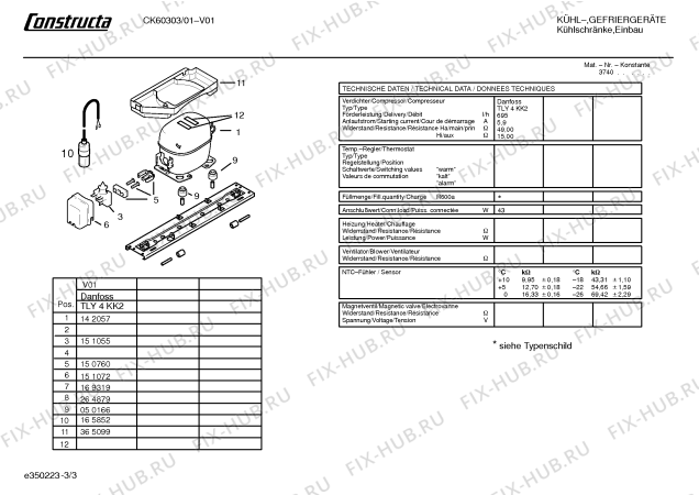 Взрыв-схема холодильника Constructa CK60303 - Схема узла 03