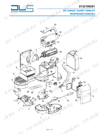 Схема №1 EN 90.GY \"ESSENZA\" NESPRESSO с изображением Провод для кофеварки (кофемашины) DELONGHI WI1334