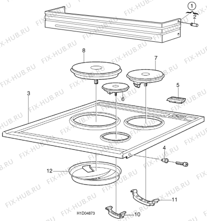 Взрыв-схема посудомоечной машины Electrolux EK5140 - Схема узла H10 Hob