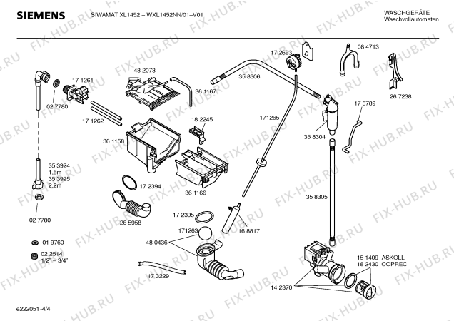 Взрыв-схема стиральной машины Siemens WXL1452NN SIWAMAT XL 1452 - Схема узла 04