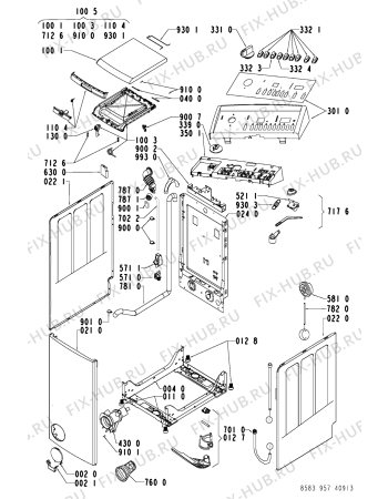 Схема №2 WATE 9573/1 с изображением Обшивка для стиралки Whirlpool 481245212238