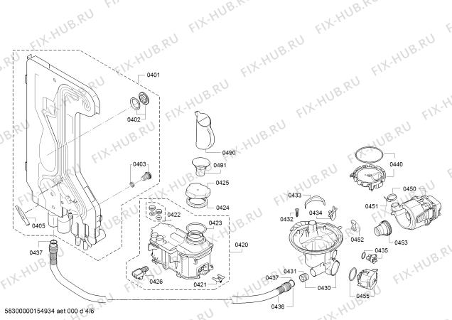 Взрыв-схема посудомоечной машины Siemens SN25E808EU - Схема узла 04