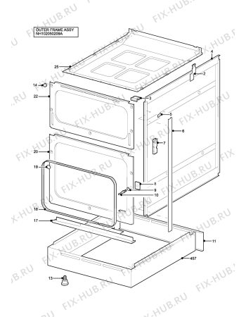 Взрыв-схема плиты (духовки) Tricity Bendix SB422W (FANFARE) - Схема узла H10 Outer Frame