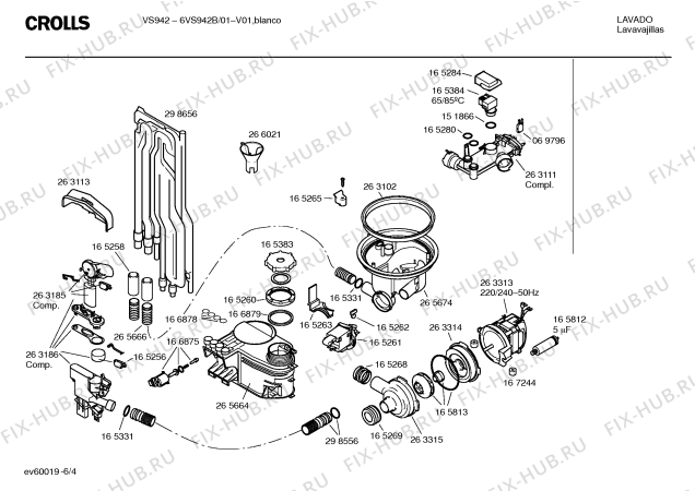 Схема №2 6VS942B VS942 с изображением Ручка выбора программ для посудомойки Bosch 00171779