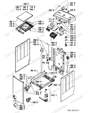 Схема №1 AWT 3080/1 с изображением Обшивка для стиралки Whirlpool 481245214043