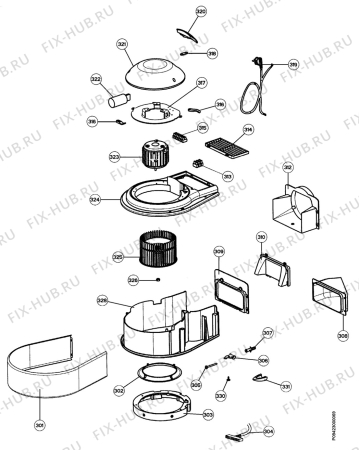 Взрыв-схема вытяжки Zanussi ZHC920X - Схема узла Section 3