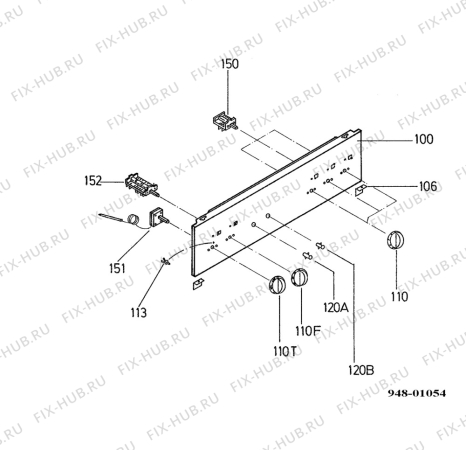 Взрыв-схема плиты (духовки) Electrolux FH5543 - Схема узла Command panel 037