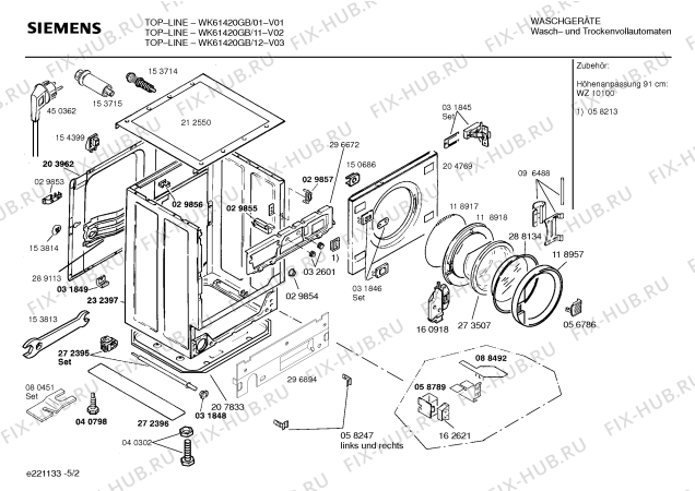 Схема №1 WK61420GB TOPLINE с изображением Инструкция по эксплуатации для стиралки Siemens 00519910
