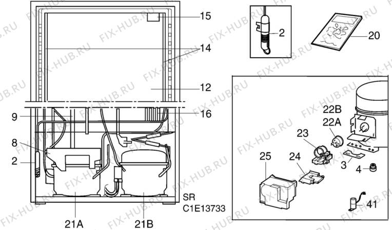 Взрыв-схема холодильника Electrolux AR8596B - Схема узла C10 Cold, users manual