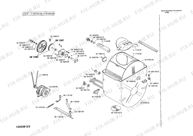 Взрыв-схема стиральной машины Bosch 0720654030 A510 - Схема узла 02