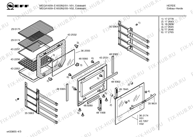 Схема №1 E1653N2 MEGA1659 с изображением Панель управления для плиты (духовки) Bosch 00437320