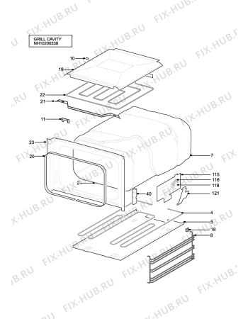 Взрыв-схема плиты (духовки) Parkinson Cowan R1200CN - Схема узла H10 Grill cavity assy