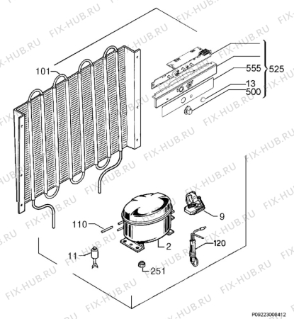 Взрыв-схема холодильника Juno Electrolux JUG94721 - Схема узла Cooling system 017