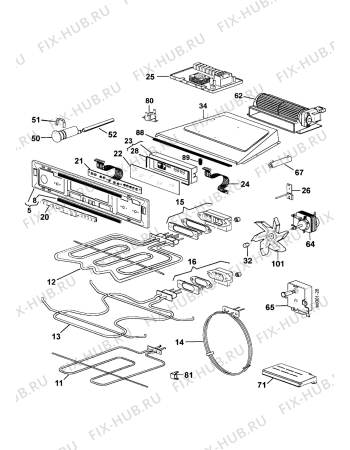 Взрыв-схема плиты (духовки) Electrolux EBSL6W+HF - Схема узла Functional parts