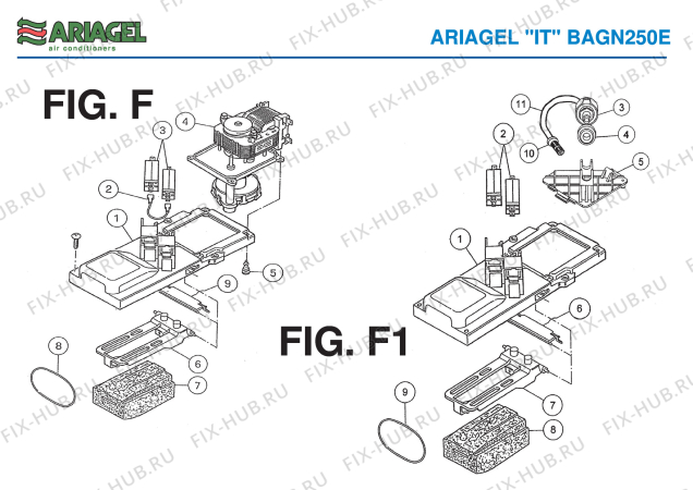 Взрыв-схема кондиционера Ariagel BAGN 250E - Схема узла 7