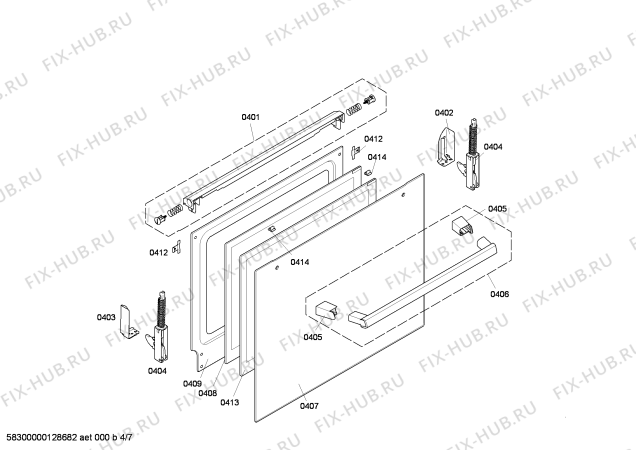 Взрыв-схема плиты (духовки) Bosch HLN444050V - Схема узла 04