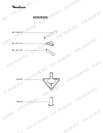 Взрыв-схема пылесоса Moulinex ADS253(0) - Схема узла YP002278.6P2