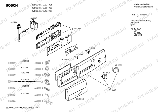 Схема №2 WFO2455FG Maxx WFO2455 с изображением Инструкция по эксплуатации для стиральной машины Bosch 00690949