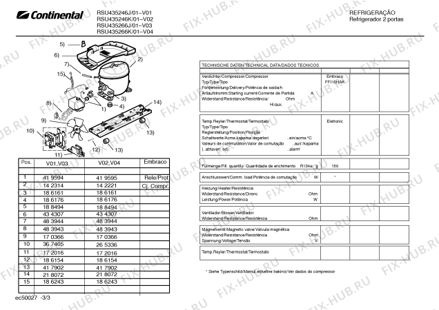 Взрыв-схема холодильника Continental RSU435246K, Continental - Схема узла 03