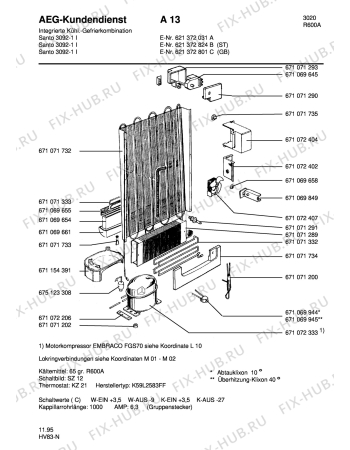 Взрыв-схема холодильника Aeg SAN3092-1 I GB - Схема узла Freezer cooling system