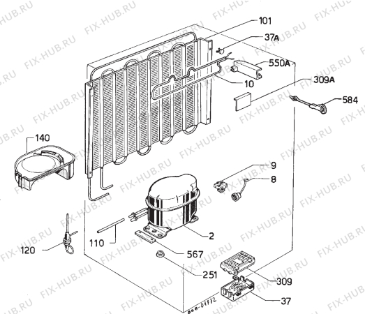 Взрыв-схема холодильника Zanussi ZF173T - Схема узла Cooling system 017