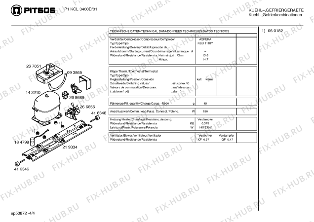 Взрыв-схема холодильника Pitsos P1KCL3400D - Схема узла 04