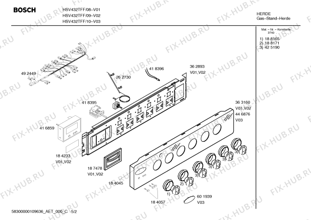 Схема №2 HSV432TFF Bosch с изображением Инструкция по эксплуатации для духового шкафа Bosch 00586223