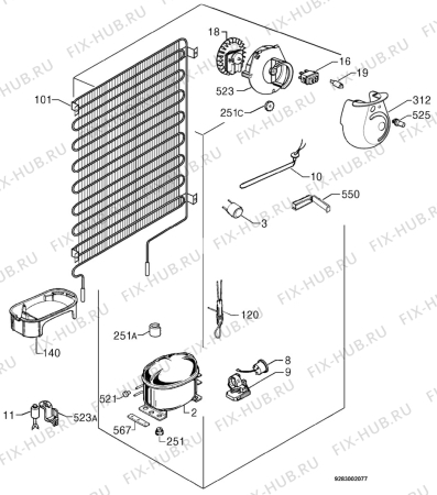 Взрыв-схема холодильника Zanussi ZK27/9DAC - Схема узла Cooling system 017