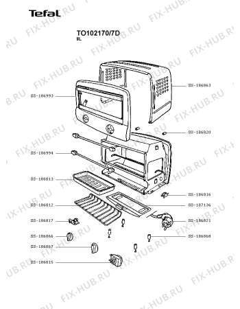 Схема №1 TO102171/7D с изображением Нагревательный элемент для плиты (духовки) Tefal SS-186994