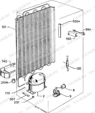 Взрыв-схема холодильника Zanussi FI4590T - Схема узла Cooling system 017
