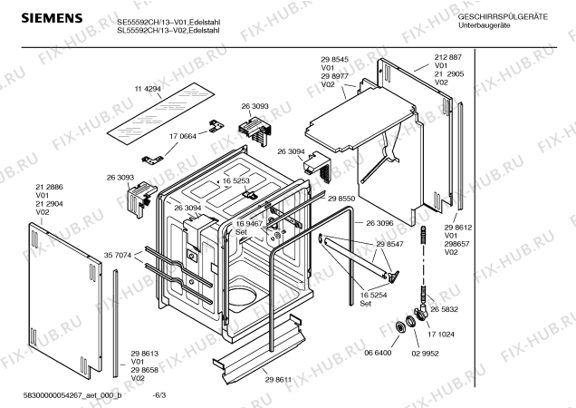 Взрыв-схема посудомоечной машины Siemens SL55592CH - Схема узла 03