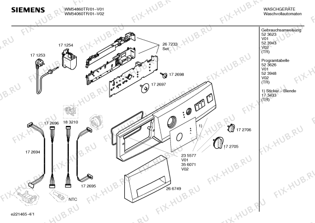 Схема №1 WM54060TR SIWAMAT XL540 с изображением Инструкция по эксплуатации для стиральной машины Siemens 00523943