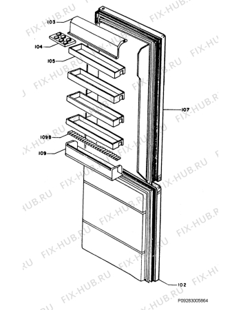Взрыв-схема холодильника Zanussi ZFC23/1LR - Схема узла Door 003