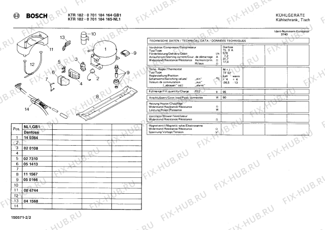 Взрыв-схема холодильника Bosch 0701184164 KTR182 - Схема узла 02