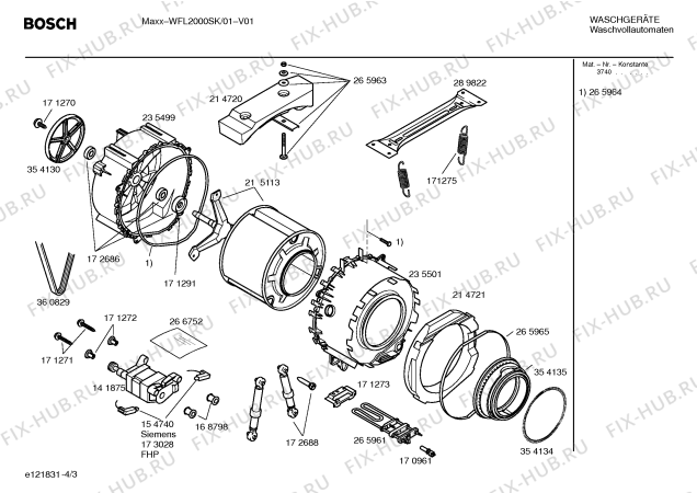 Схема №1 WFL2000SK с изображением Инструкция по установке и эксплуатации для стиралки Bosch 00527318