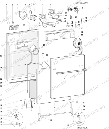 Взрыв-схема посудомоечной машины Ariston LIQ68DUOJADE (F028466) - Схема узла