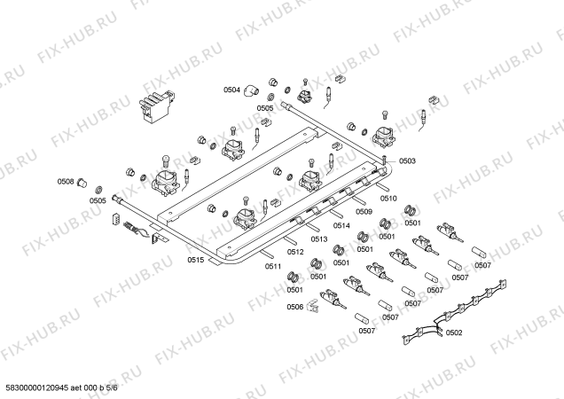 Взрыв-схема плиты (духовки) Bosch HSK66I83E9 P4 76 PS INOX GE 127V (CKD) - Схема узла 05