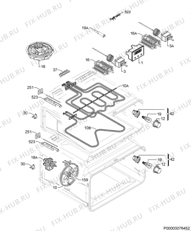 Взрыв-схема плиты (духовки) Zanussi ZOF35501XK - Схема узла Electrical equipment